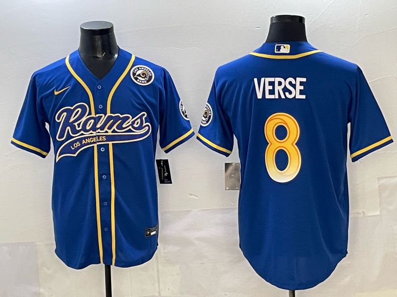 Men Los Angeles Rams #8 Verse Blue Joint Name Nike 2025 Limited NFL Jersey style 04